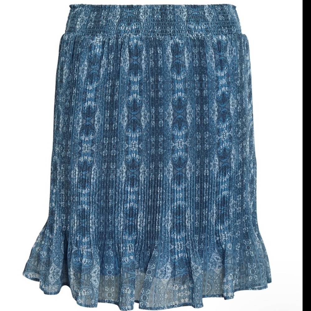 Intermix Ario Pleated Floral Printed Light Blue Mini Skirt S